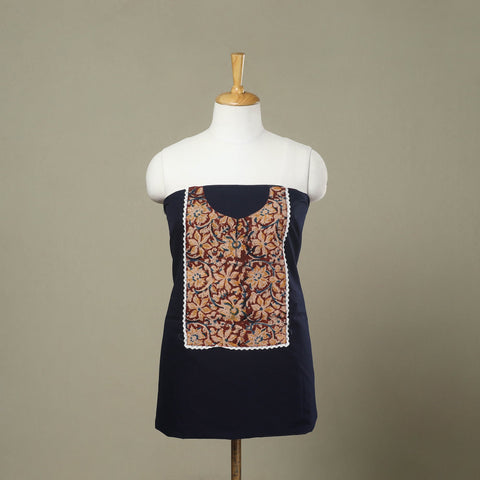 Blue - kanchipuram patchwork cotton unstitched kurta