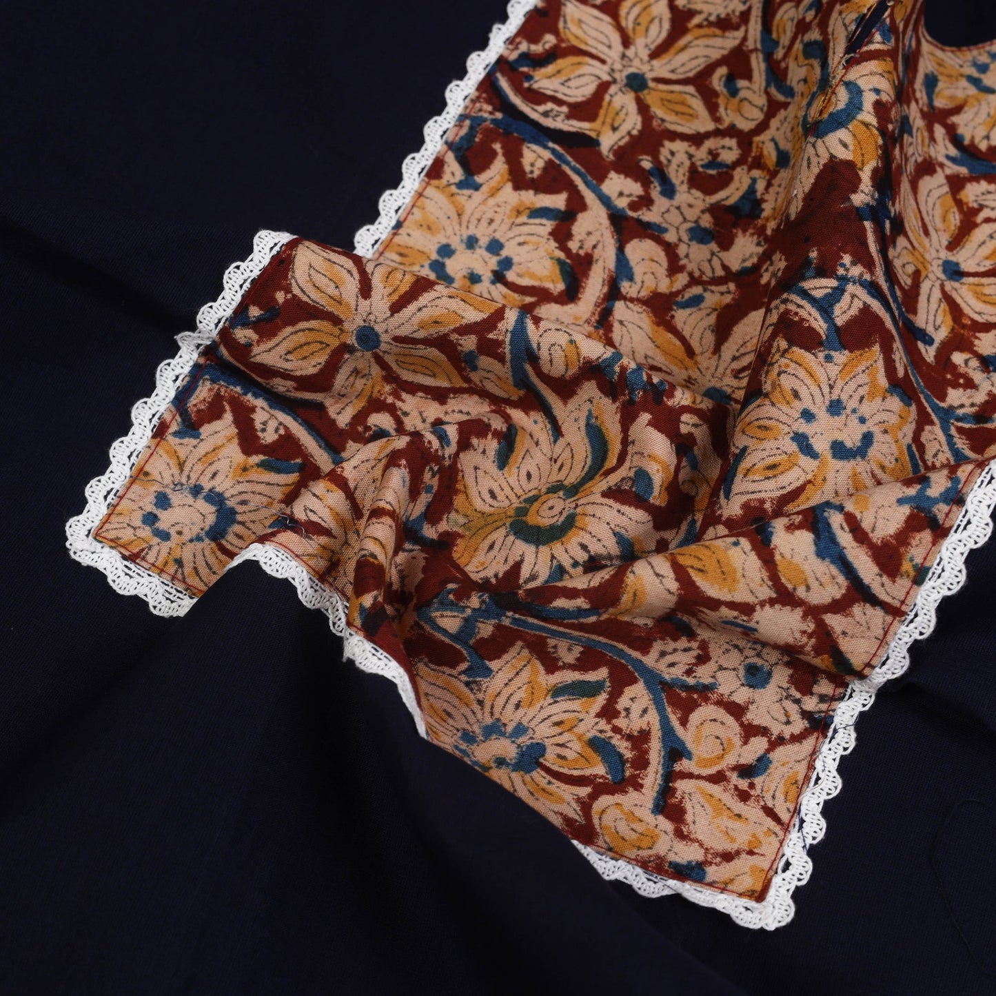 Blue - kanchipuram patchwork cotton unstitched kurta