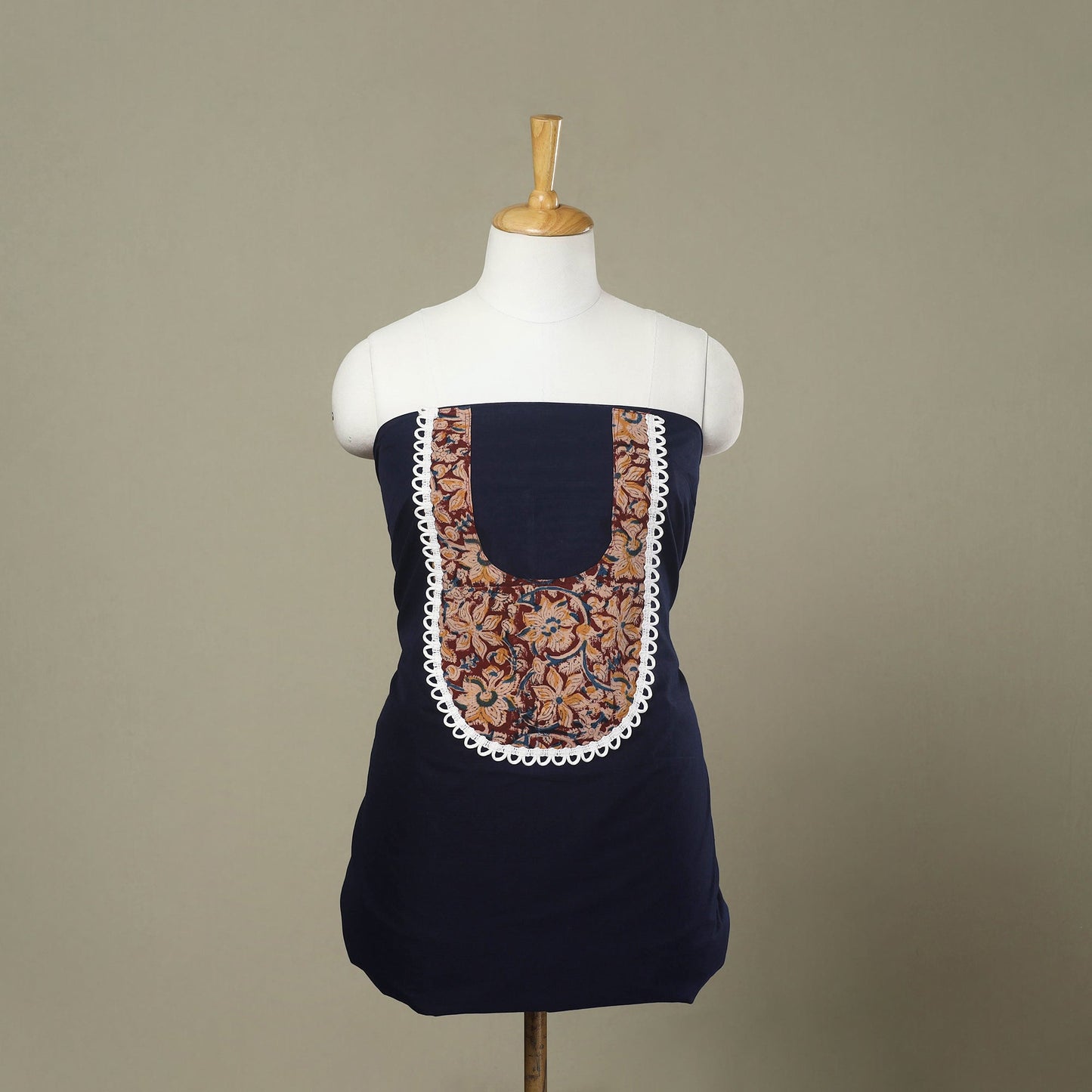 Buy Blue Kanchipuram Patchwork Cotton Kurta Material