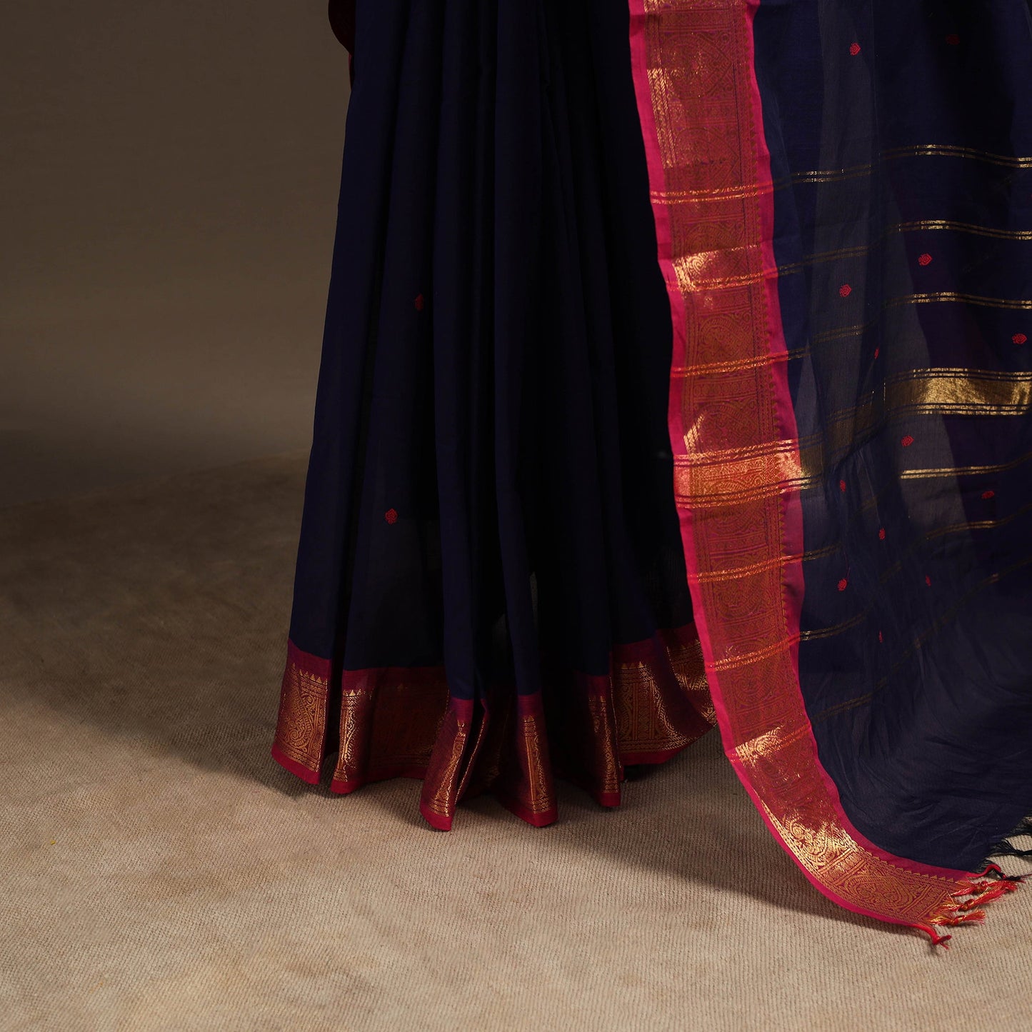 Blue - kandangi buti chettinad cotton saree with border 30