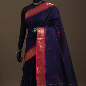 Blue - kandangi buti chettinad cotton saree with border 30