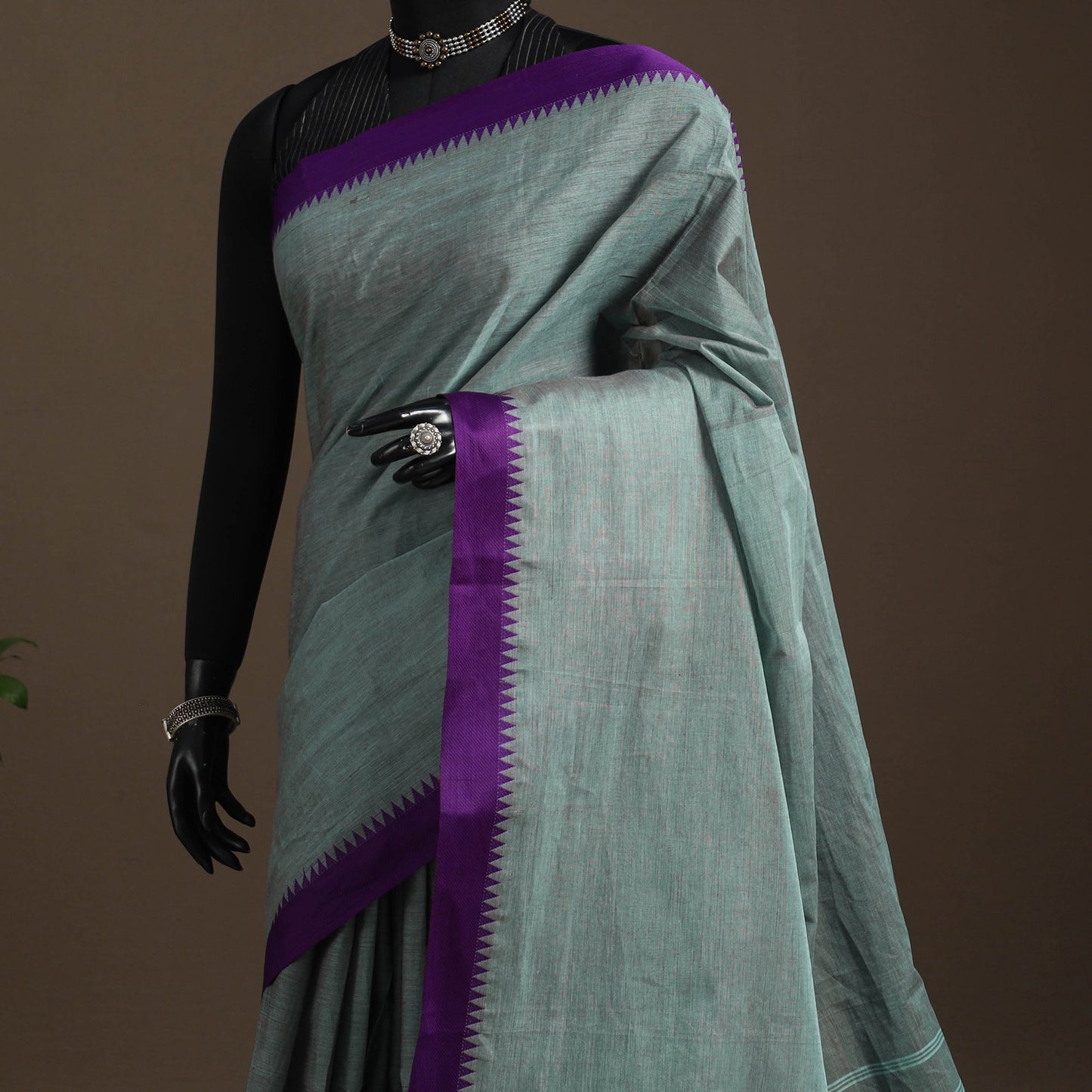 Blue - kandangi chettinad cotton saree with border 112