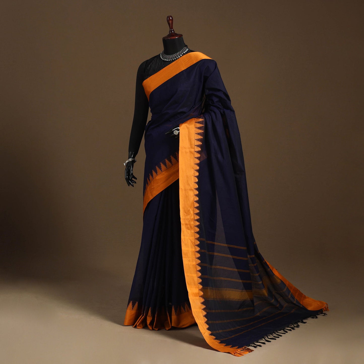 Blue - kandangi chettinad cotton saree with border 113