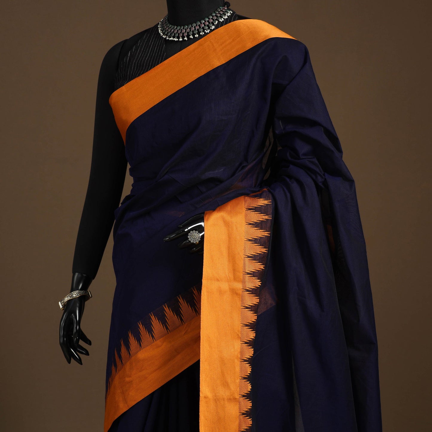 Blue - kandangi chettinad cotton saree with border 113
