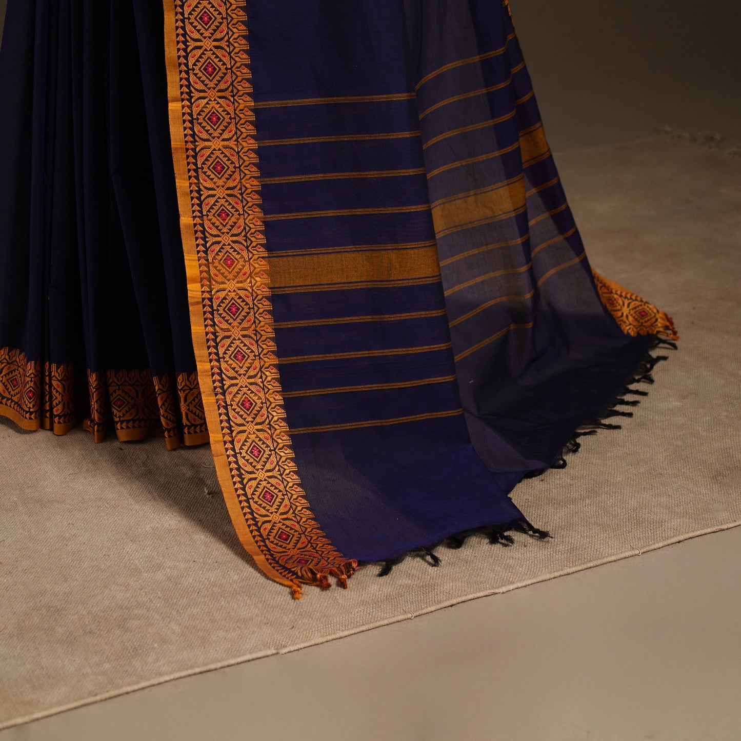 Blue - kandangi chettinad cotton saree with border 63