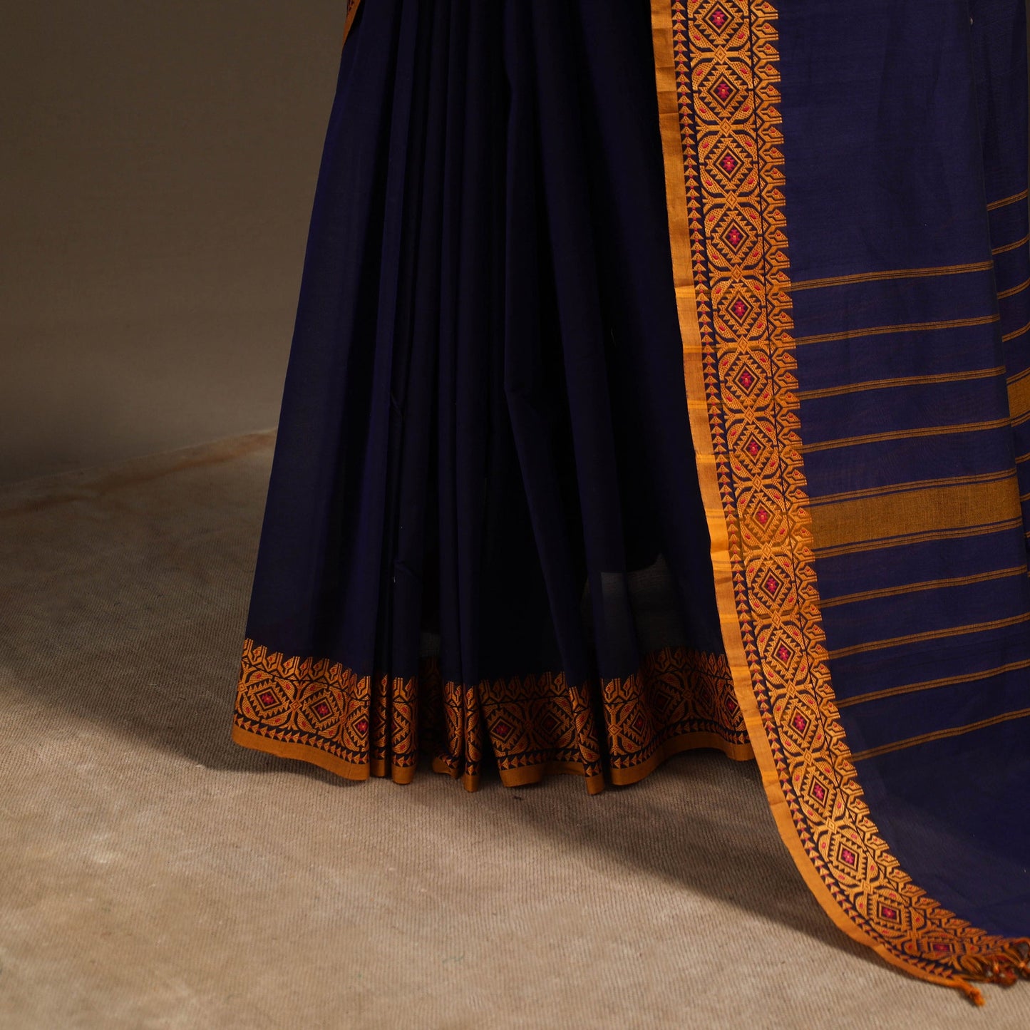 Blue - kandangi chettinad cotton saree with border 63