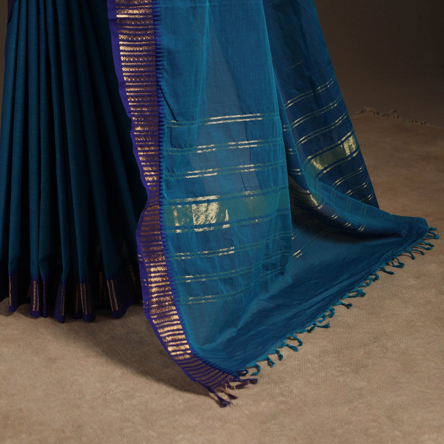 Blue - kandangi chettinad cotton saree with border 92