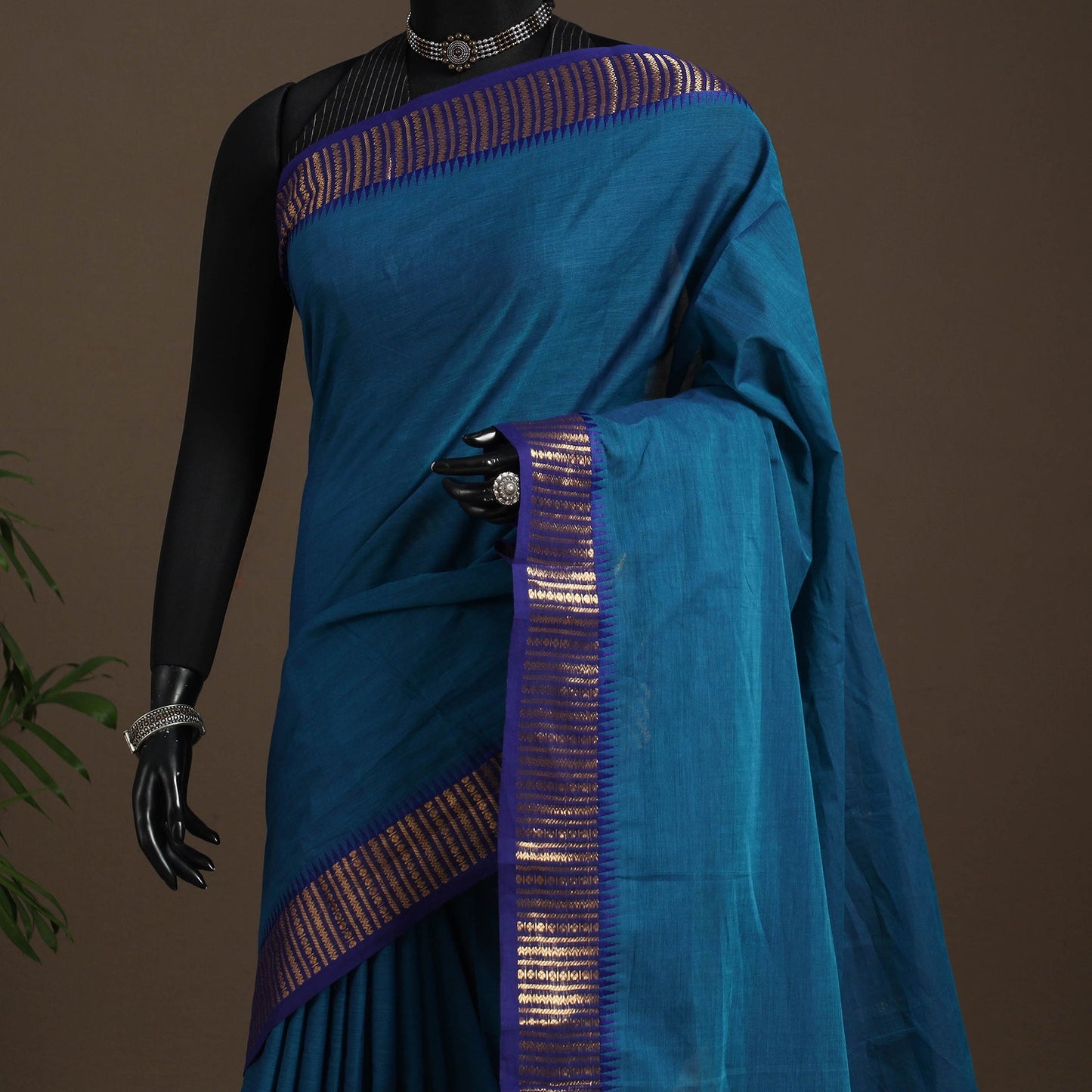 Blue - kandangi chettinad cotton saree with border 92