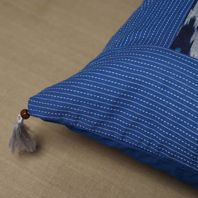 Blue - Kantha Stitch Ikat Cotton Cushion Cover (16 x 16 in) 05