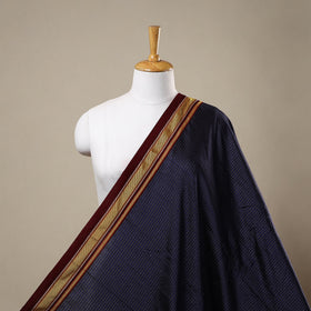 Blue - karnataka weave cotton khun fabric 15 - handcrafted