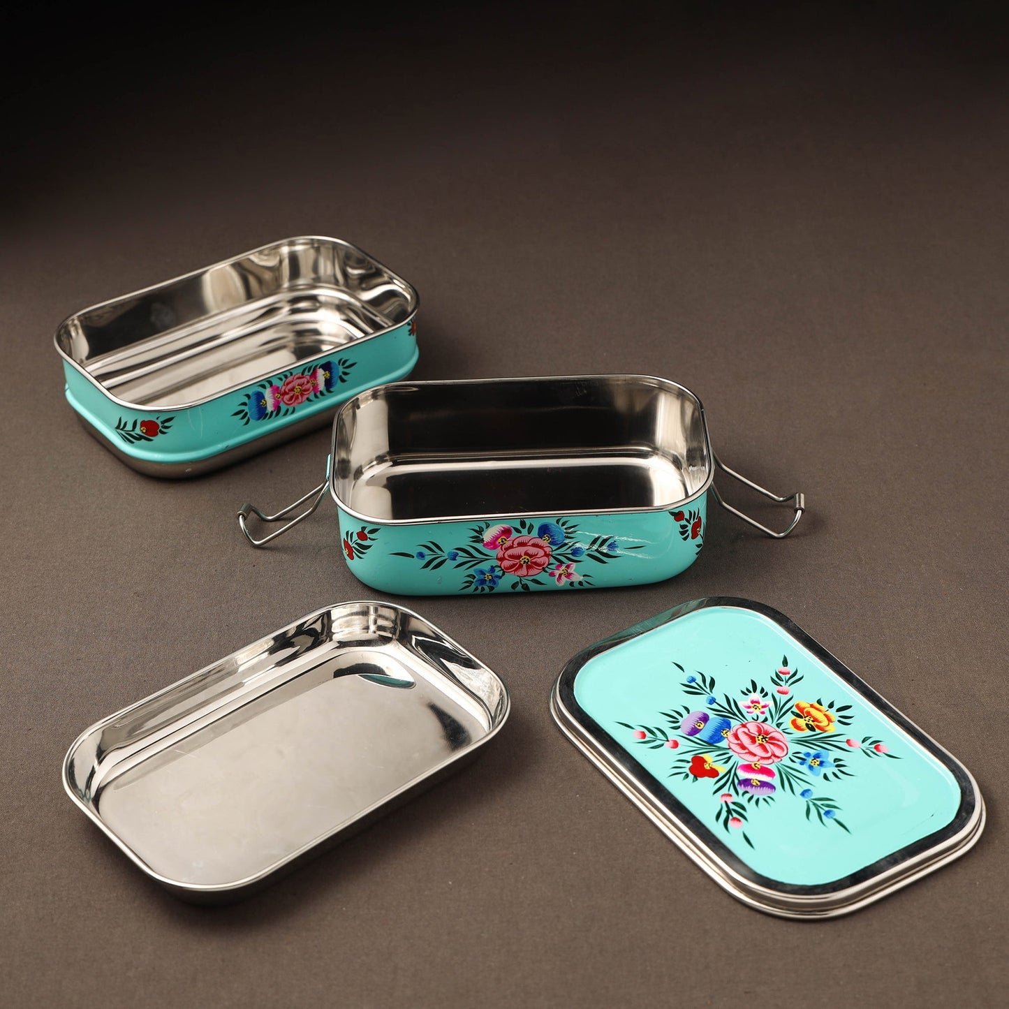 Kashmir enamelware floral handpainted stainless steel 2