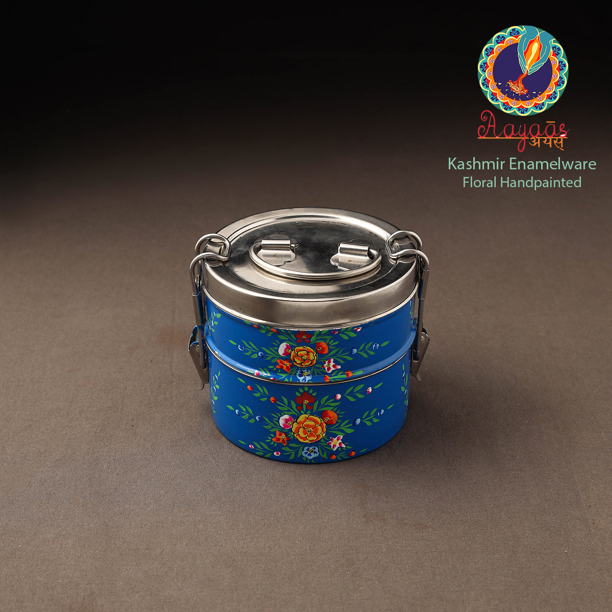 Kashmir enamelware floral handpainted stainless steel 2