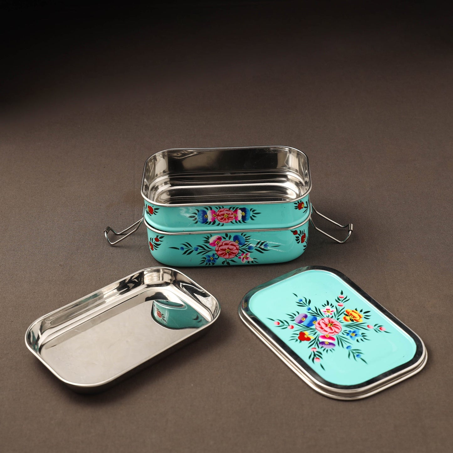 Kashmir enamelware floral handpainted stainless steel 2