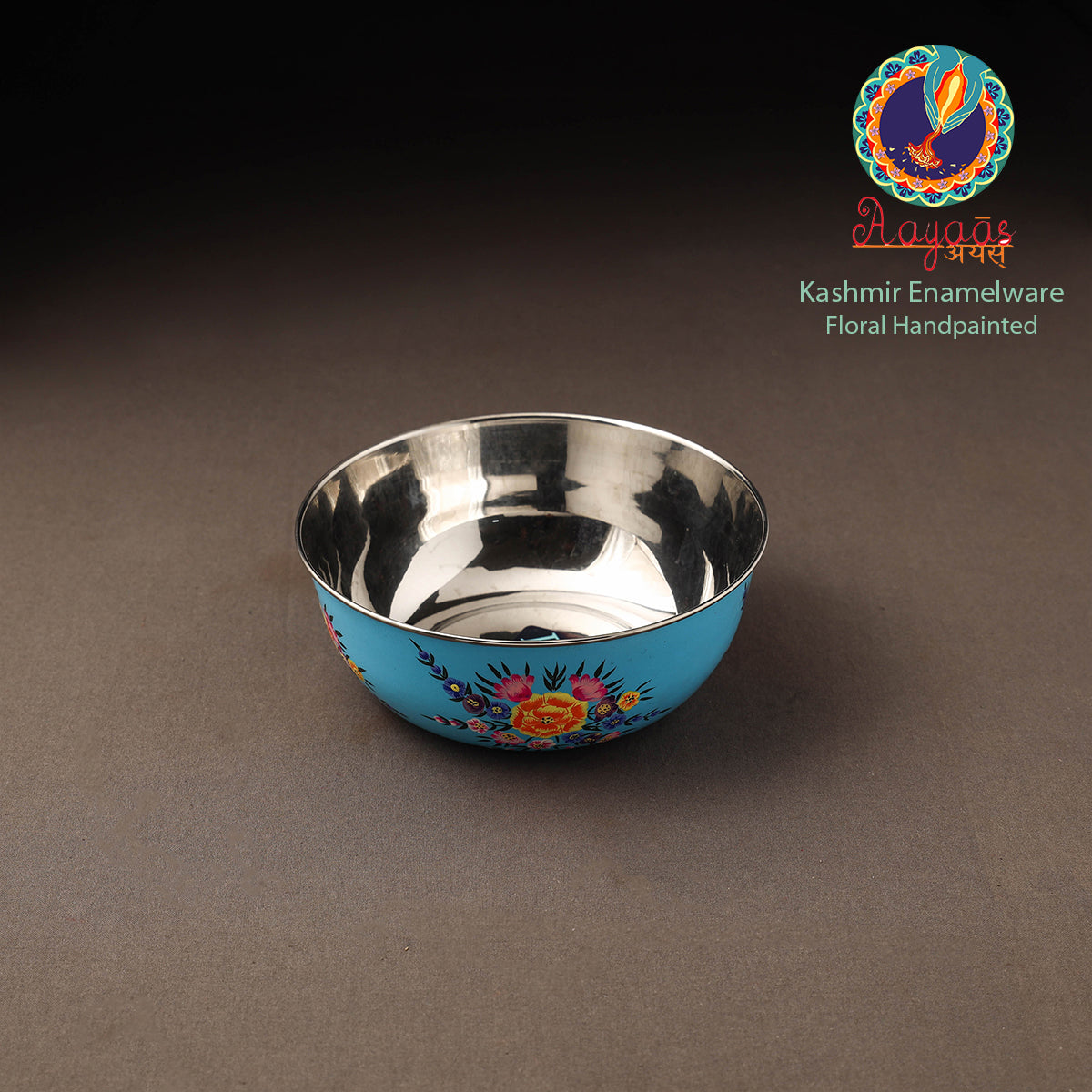 Kashmir enamelware floral handpainted stainless steel