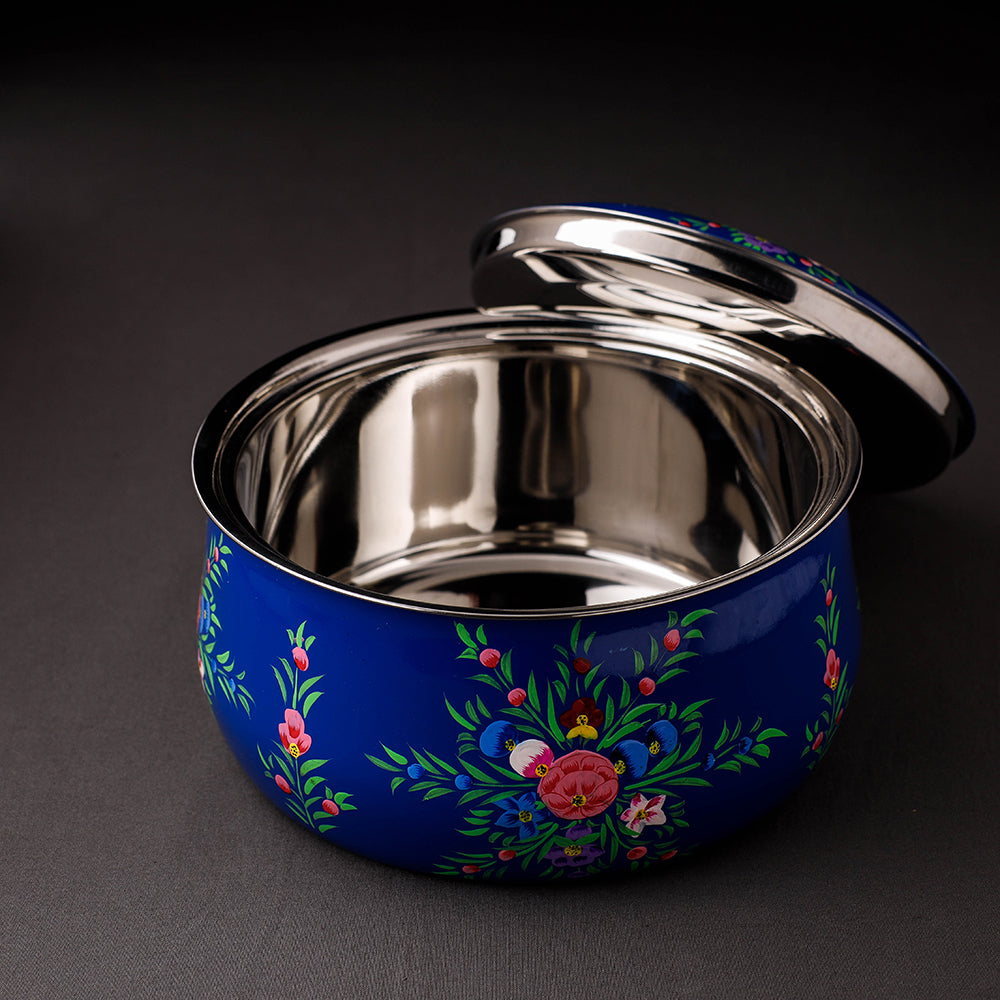  Floral Handpainted Enamelware Stainless Steel Casserole 