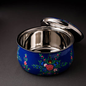  Floral Handpainted Enamelware Stainless Steel Casserole 