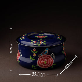  Floral Handpainted Enamelware Stainless Steel Casserole 