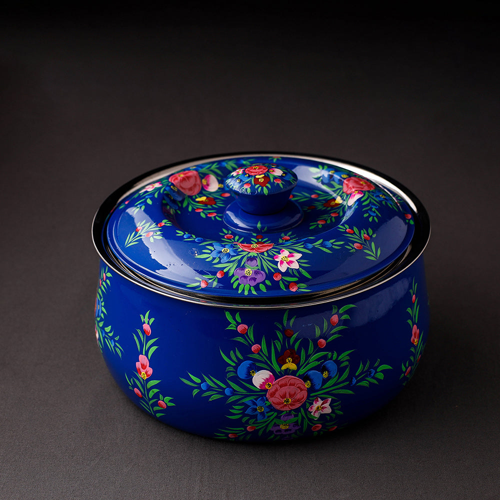  Floral Handpainted Enamelware Stainless Steel Casserole 