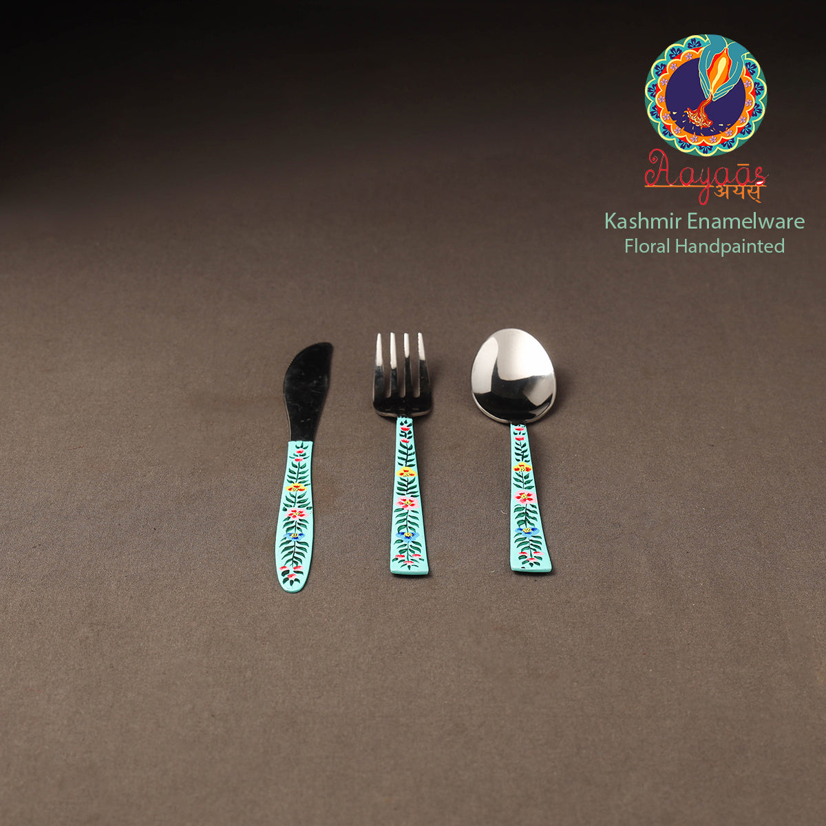 Kashmir enamelware floral handpainted stainless steel