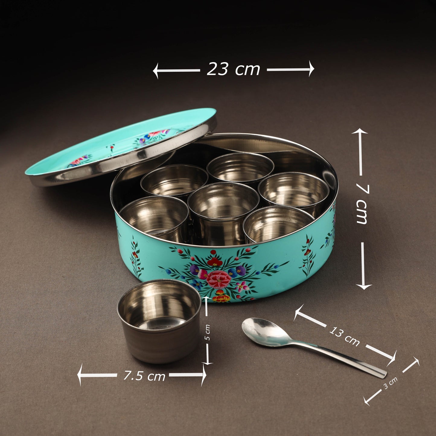 Kashmir enamelware floral handpainted stainless steel