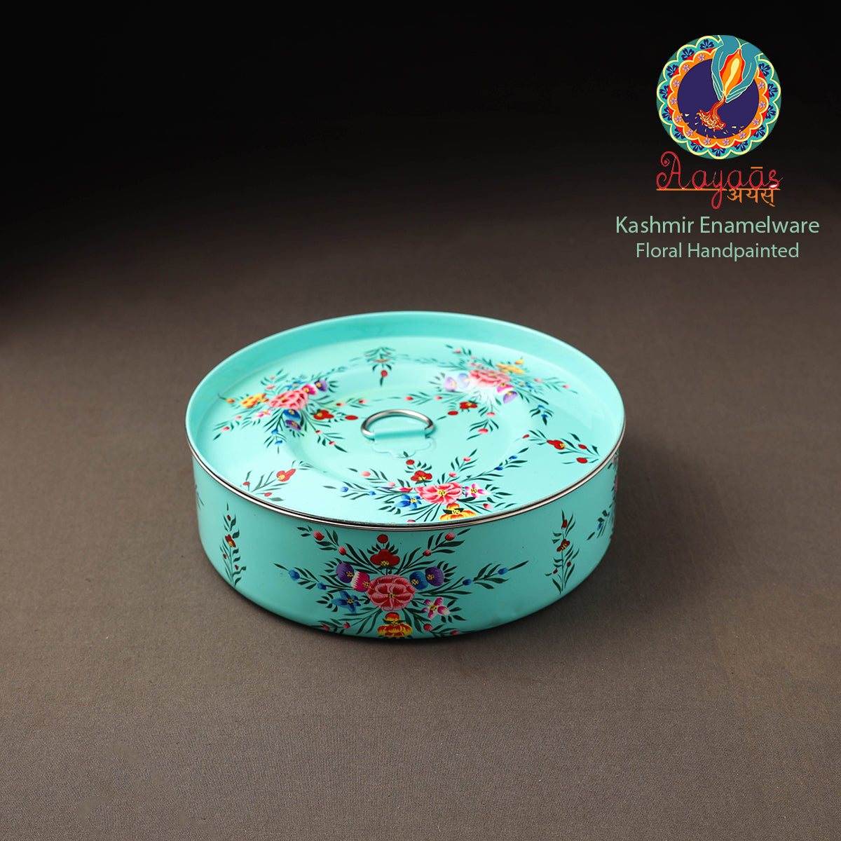 Kashmir enamelware floral handpainted stainless steel