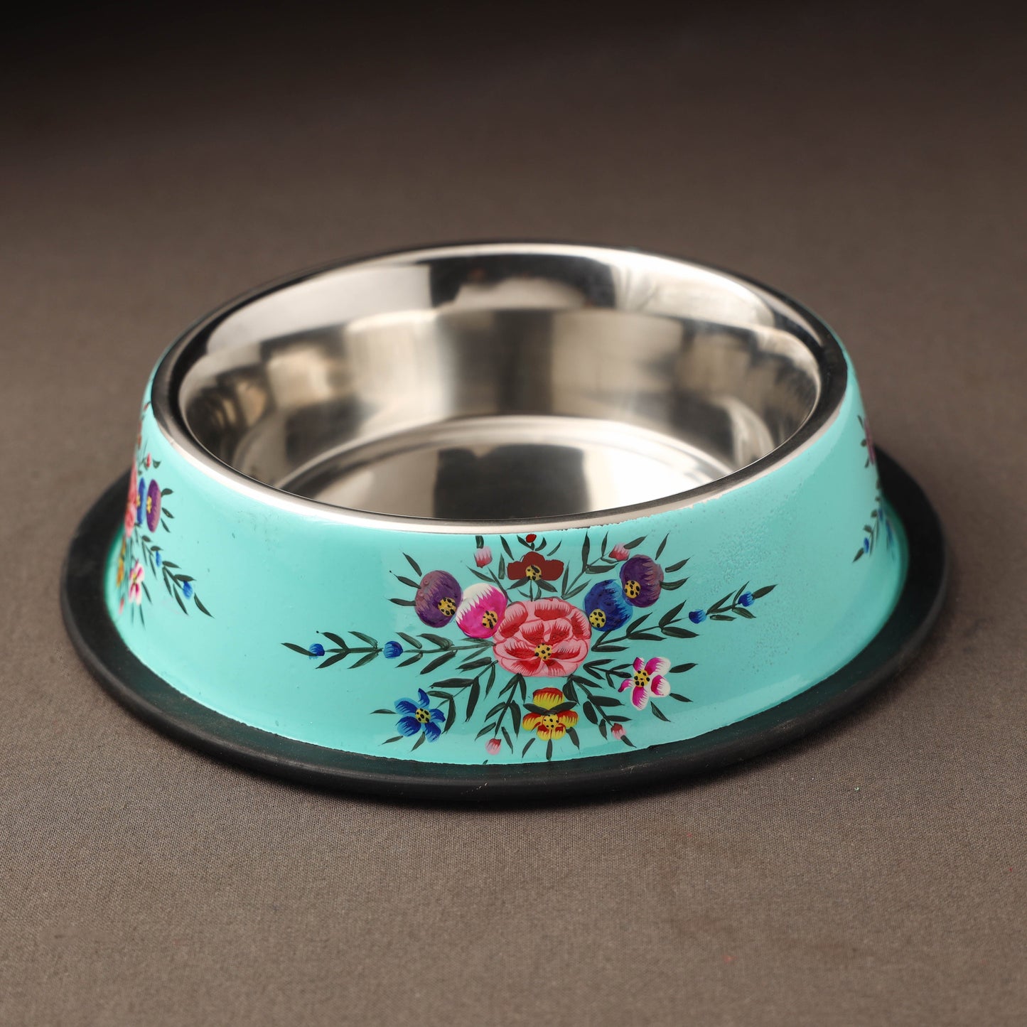 Kashmir enamelware floral handpainted stainless steel pet