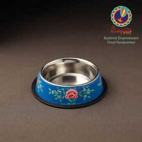 Kashmir enamelware floral handpainted stainless steel pet