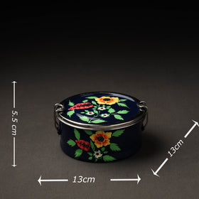 Buy Kashmir Enamelware Floral Handpainted Stainless Steel Round Lunch Box Online l iTokri.com