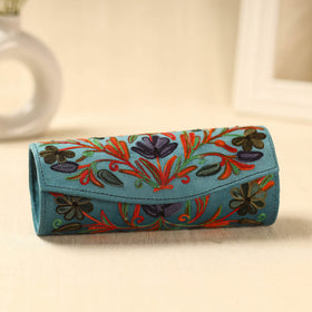 Blue Kashmiri Crewel Hand Embroidery Velvet Clutch