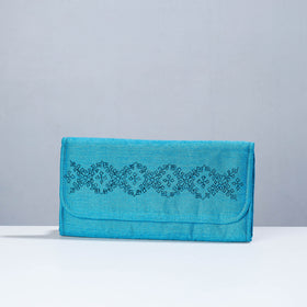 Blue Kasuti Embroiderey Clutch Wallet