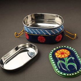 Buy Kavad Handpainted Stainless Steel 2 Tier Capsule Shape Lunch Box (6 X 4 in) 06 Online at iTokri.com