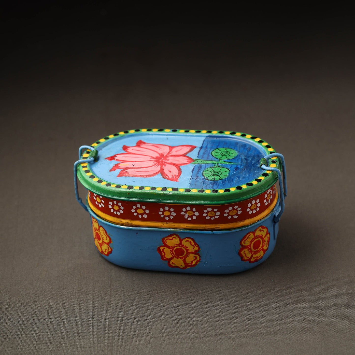 Buy Kavad Handpainted Stainless Steel 2 Tier Capsule Shape Lunch Box (6 X 4 in) 03 Online at iTokri.com