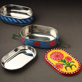 Buy Kavad Handpainted Stainless Steel 2 Tier Capsule Shape Lunch Box (6 X 4 in) 01 Online at iTokri.com