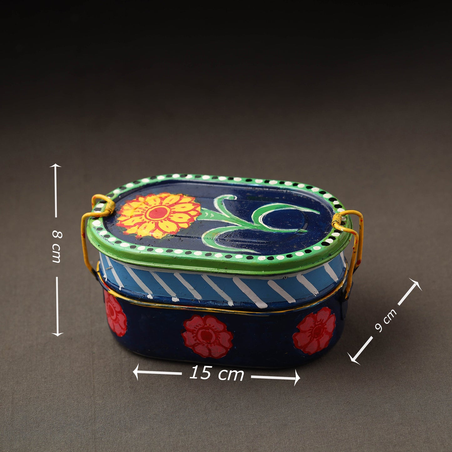 Buy Kavad Handpainted Stainless Steel 2 Tier Capsule Shape Lunch Box (6 X 4 in) 06 Online at iTokri.com