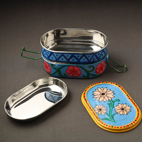 Buy Kavad Handpainted Stainless Steel 2 Tier Capsule Shape Lunch Box (6 X 4 in) 02 Online at iTokri.com