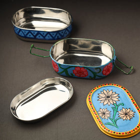 Buy Kavad Handpainted Stainless Steel 2 Tier Capsule Shape Lunch Box (6 X 4 in) 02 Online at iTokri.com