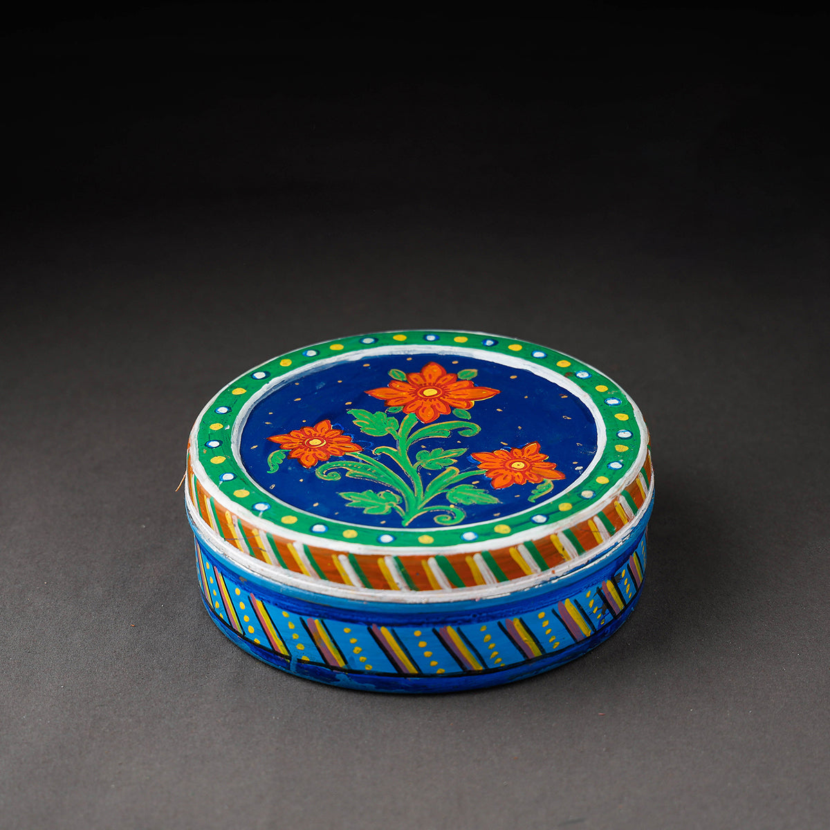 Blue Kavad Handpainted Stainless Steel Masala Box