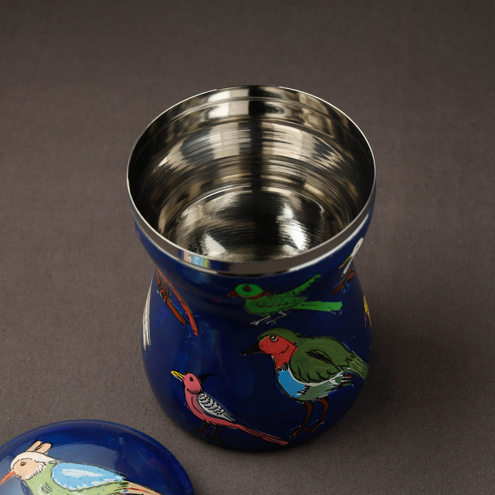 Blue Kavad Handpainted Stainless Steel Multi Utility Canister