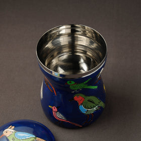 Blue Kavad Handpainted Stainless Steel Multi Utility Canister