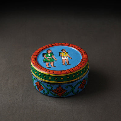 Blue Kavad Handpainted Stainless Steel Multi Utility Container