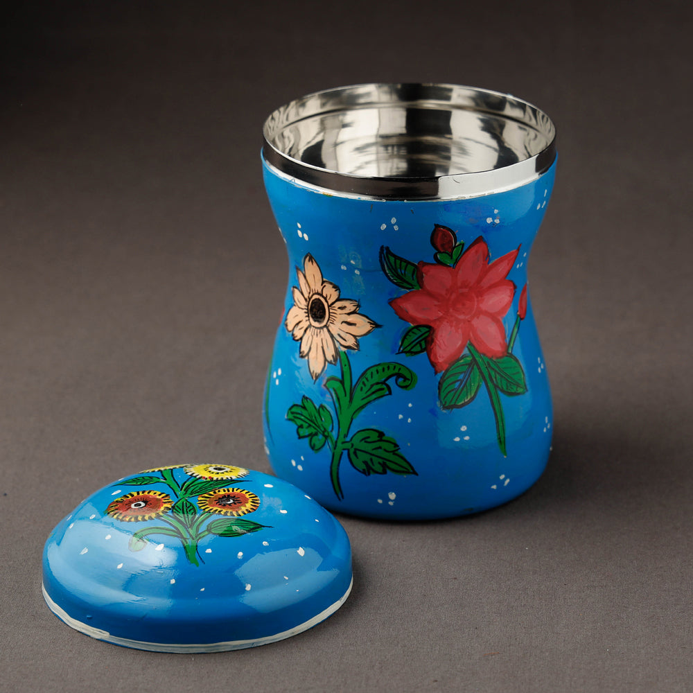 Blue Kavad Handpainted Stainless Steel Multi Utility Canister