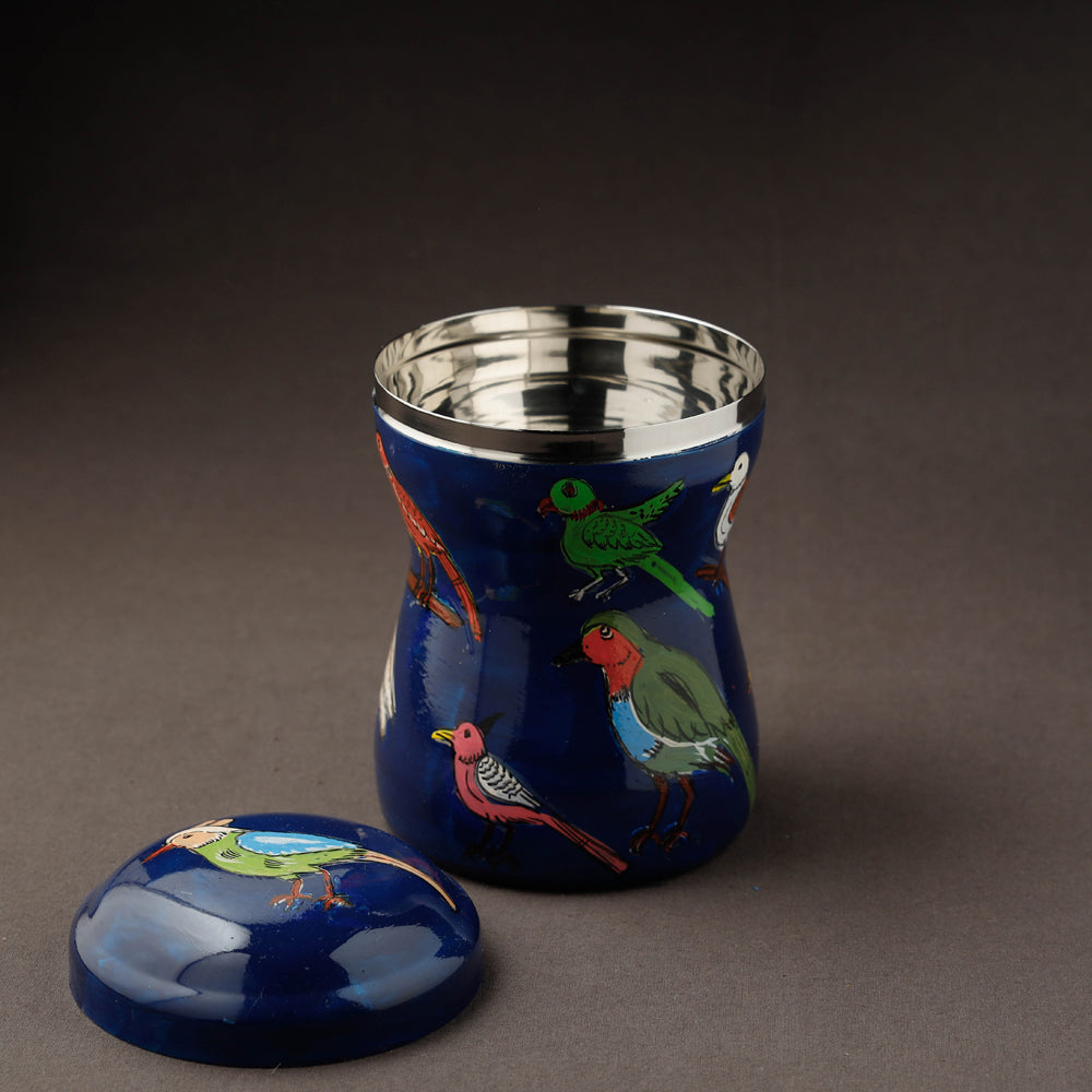Blue Kavad Handpainted Stainless Steel Multi Utility Canister