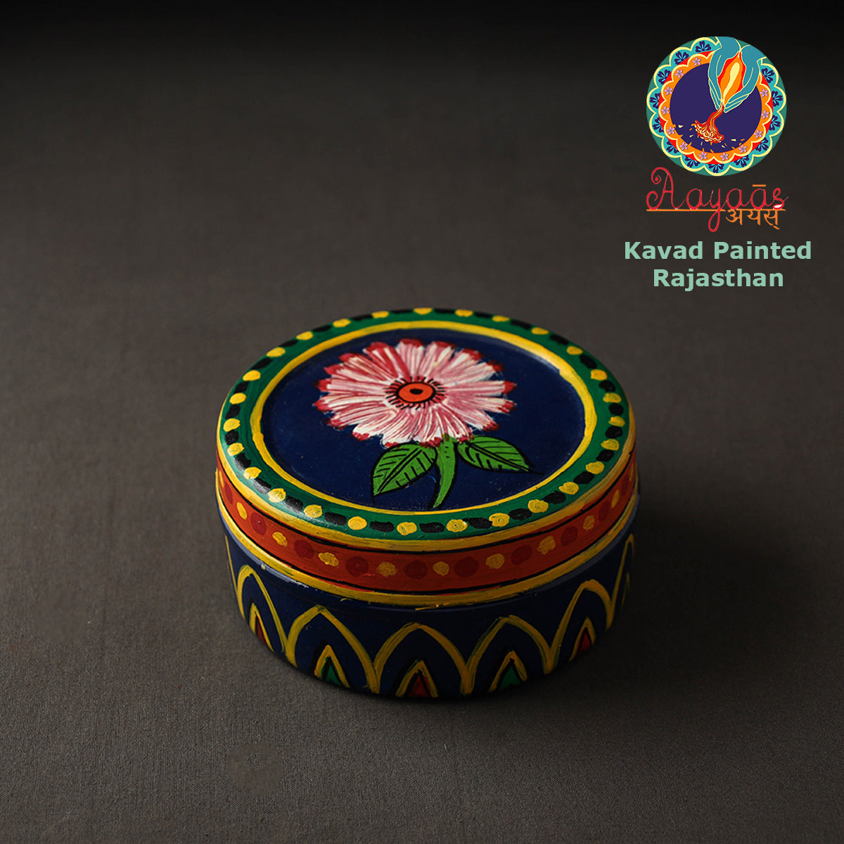 Blue Kavad Handpainted Stainless Steel Multi Utility Container