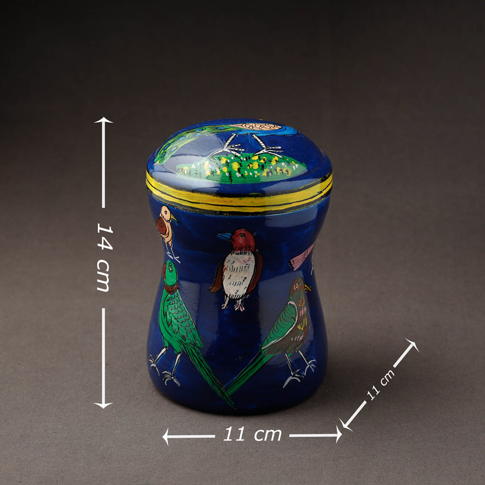 Blue Kavad Handpainted Stainless Steel Multi Utility Canister
