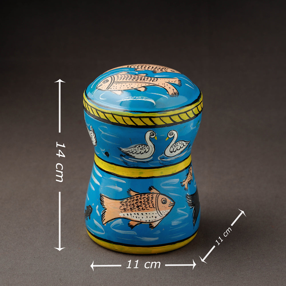 Blue Kavad Handpainted Stainless Steel Multi Utility Canister