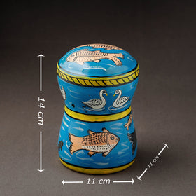 Blue Kavad Handpainted Stainless Steel Multi Utility Canister