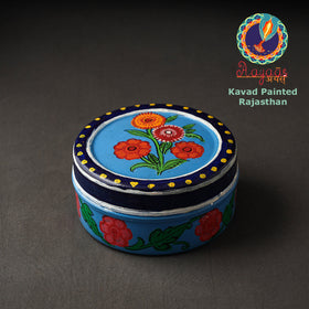 Blue Kavad Handpainted Stainless Steel Multi Utility Container