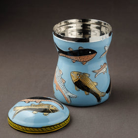Blue Kavad Handpainted Stainless Steel Multi Utility Canister