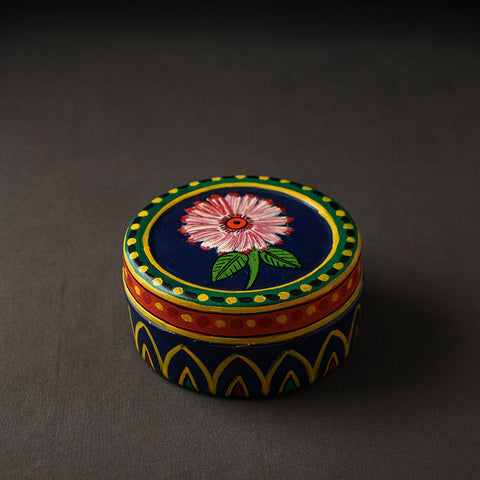 Blue Kavad Handpainted Stainless Steel Multi Utility Container