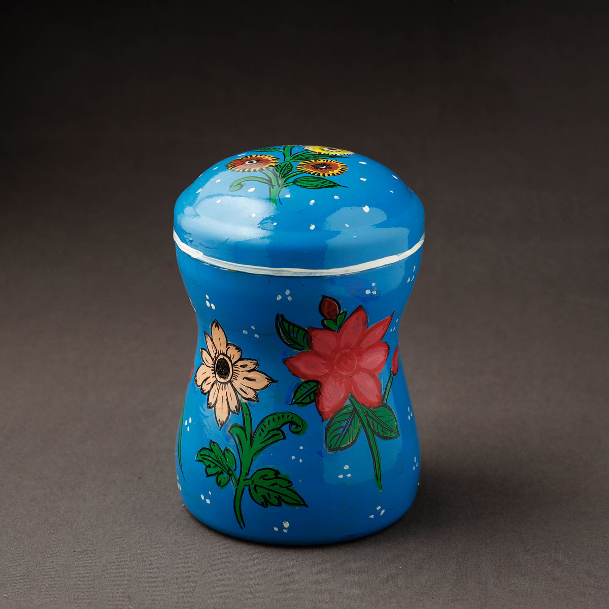 Blue Kavad Handpainted Stainless Steel Multi Utility Canister
